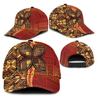 Samoan Pacific Tribal Flower Geometric Art Tattoos Classic Cap Siapo Pattern Flame Sunset - Polynesian Pride