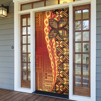 Samoan Pacific Tribal Flower Geometric Art Tattoos Door Cover Siapo Pattern Flame Sunset - Polynesian Pride