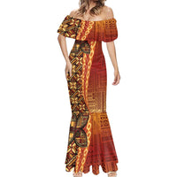 Samoan Pacific Tribal Flower Geometric Art Tattoos Mermaid Dress Siapo Pattern Flame Sunset - Polynesian Pride