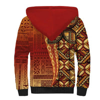 Samoan Pacific Tribal Flower Geometric Art Tattoos Sherpa Hoodie Siapo Pattern Flame Sunset - Polynesian Pride