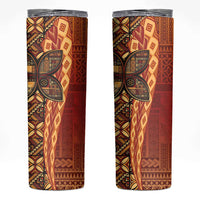 Samoan Pacific Tribal Flower Geometric Art Tattoos Skinny Tumbler Siapo Pattern Flame Sunset - Polynesian Pride