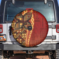 Samoan Pacific Tribal Flower Geometric Art Tattoos Spare Tire Cover Siapo Pattern Flame Sunset LT03 Red - Polynesian Pride