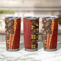 Samoan Pacific Tribal Flower Geometric Art Tattoos Tumbler Cup Siapo Pattern Flame Sunset - Polynesian Pride