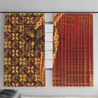 Samoan Pacific Tribal Flower Geometric Art Tattoos Window Curtain Siapo Pattern Flame Sunset - Polynesian Pride