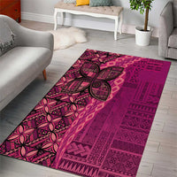 Samoan Pacific Tribal Flower Geometric Art Tattoos Area Rug Siapo Pattern Romantic Rose - Polynesian Pride