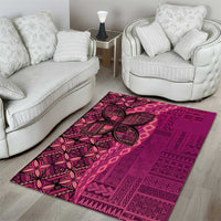 Samoan Pacific Tribal Flower Geometric Art Tattoos Area Rug Siapo Pattern Romantic Rose - Polynesian Pride