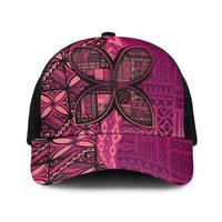 Samoan Pacific Tribal Flower Geometric Art Tattoos Baseball Net Cap Siapo Pattern Romantic Rose LT03 One Size Black Pink - Polynesian Pride