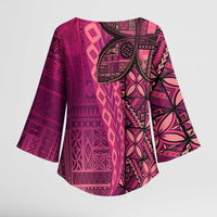 Samoan Pacific Tribal Flower Geometric Art Tattoos Kimono Sleeve Blouse Siapo Pattern Romantic Rose - Polynesian Pride