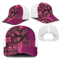 Samoan Pacific Tribal Flower Geometric Art Tattoos Mesh Trucker Cap Siapo Pattern Romantic Rose LT03 - Polynesian Pride