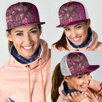 Samoan Pacific Tribal Flower Geometric Art Tattoos Mesh Trucker Cap Siapo Pattern Romantic Rose LT03 - Polynesian Pride