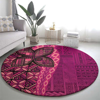 Samoan Pacific Tribal Flower Geometric Art Tattoos Round Carpet Siapo Pattern Romantic Rose - Polynesian Pride
