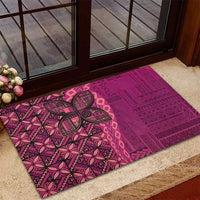 Samoan Pacific Tribal Flower Geometric Art Tattoos Rubber Doormat Siapo Pattern Romantic Rose - Polynesian Pride