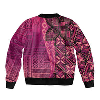Samoan Pacific Tribal Flower Geometric Art Tattoos Sleeve Zip Bomber Jacket Siapo Pattern Romantic Rose - Polynesian Pride