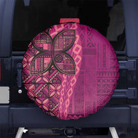 Samoan Pacific Tribal Flower Geometric Art Tattoos Spare Tire Cover Siapo Pattern Romantic Rose LT03 No hole Pink - Polynesian Pride