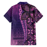 Samoan Pacific Tribal Flower Geometric Art Tattoos Family Matching Long Sleeve Bodycon Dress and Hawaiian Shirt Siapo Pattern Purple Haze - Polynesian Pride