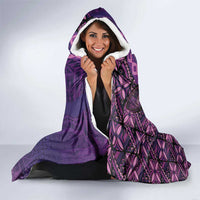 Samoan Pacific Tribal Flower Geometric Art Tattoos Hooded Blanket Siapo Pattern Purple Haze - Polynesian Pride