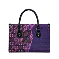 Samoan Pacific Tribal Flower Geometric Art Tattoos Leather Bag Siapo Pattern Purple Haze - Polynesian Pride