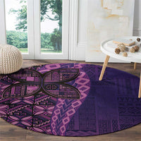 Samoan Pacific Tribal Flower Geometric Art Tattoos Round Carpet Siapo Pattern Purple Haze - Polynesian Pride