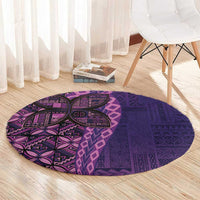 Samoan Pacific Tribal Flower Geometric Art Tattoos Round Carpet Siapo Pattern Purple Haze - Polynesian Pride