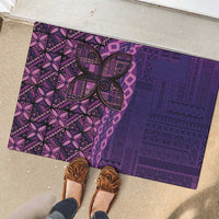 Samoan Pacific Tribal Flower Geometric Art Tattoos Rubber Doormat Siapo Pattern Purple Haze - Polynesian Pride