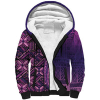 Samoan Pacific Tribal Flower Geometric Art Tattoos Sherpa Hoodie Siapo Pattern Purple Haze - Polynesian Pride
