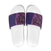 Samoan Pacific Tribal Flower Geometric Art Tattoos Slide Sandals Siapo Pattern Purple Haze - Polynesian Pride