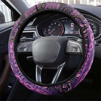 Samoan Pacific Tribal Flower Geometric Art Tattoos Steering Wheel Cover Siapo Pattern Purple Haze - Polynesian Pride