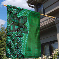 Samoan Pacific Tribal Flower Geometric Art Tattoos Garden Flag Siapo Pattern Emerald Glow - Polynesian Pride