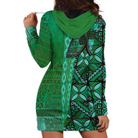 Samoan Pacific Tribal Flower Geometric Art Tattoos Hoodie Dress Siapo Pattern Emerald Glow LT03 - Polynesian Pride