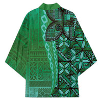 Samoan Pacific Tribal Flower Geometric Art Tattoos Kimono Siapo Pattern Emerald Glow - Polynesian Pride