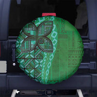 Samoan Pacific Tribal Flower Geometric Art Tattoos Spare Tire Cover Siapo Pattern Emerald Glow LT03 No hole Green - Polynesian Pride