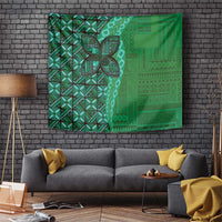 Samoan Pacific Tribal Flower Geometric Art Tattoos Tapestry Siapo Pattern Emerald Glow - Polynesian Pride