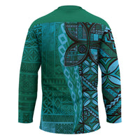 Samoan Pacific Tribal Flower Geometric Art Tattoos Hockey Jersey Siapo Pattern Turquoise Tide LT03 - Polynesian Pride