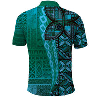 Samoan Pacific Tribal Flower Geometric Art Tattoos Polo Shirt Siapo Pattern Turquoise Tide - Polynesian Pride