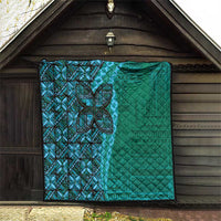 Samoan Pacific Tribal Flower Geometric Art Tattoos Quilt Siapo Pattern Turquoise Tide - Polynesian Pride
