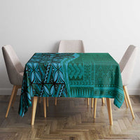 Samoan Pacific Tribal Flower Geometric Art Tattoos Tablecloth Siapo Pattern Turquoise Tide - Polynesian Pride