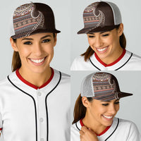 Fijian Masi Tribal Tattoos Art Pattern Baseball Net Cap Brown Color Half Style - Polynesian Pride