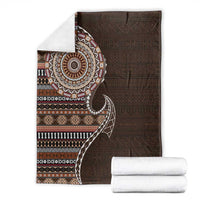 Fijian Masi Tribal Tattoos Art Pattern Blanket Brown Color Half Style - Polynesian Pride