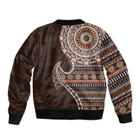 Fijian Masi Tribal Tattoos Art Pattern Bomber Jacket Brown Color Half Style LT03 - Polynesian Pride