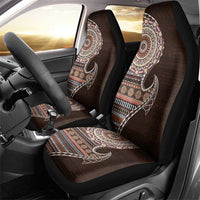 Fijian Masi Tribal Tattoos Art Pattern Car Seat Cover Brown Color Half Style - Polynesian Pride