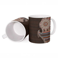 Fijian Masi Tribal Tattoos Art Pattern Ceramic Mug Brown Color Half Style - Polynesian Pride