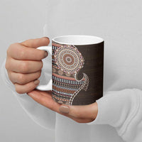 Fijian Masi Tribal Tattoos Art Pattern Ceramic Mug Brown Color Half Style - Polynesian Pride