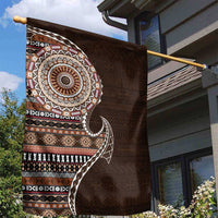 Fijian Masi Tribal Tattoos Art Pattern Garden Flag Brown Color Half Style - Polynesian Pride