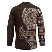 Fijian Masi Tribal Tattoos Art Pattern Hockey Jersey Brown Color Half Style - Polynesian Pride