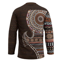 Fijian Masi Tribal Tattoos Art Pattern Hockey Jersey Brown Color Half Style - Polynesian Pride