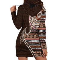 Fijian Masi Tribal Tattoos Art Pattern Hoodie Dress Brown Color Half Style LT03 - Polynesian Pride