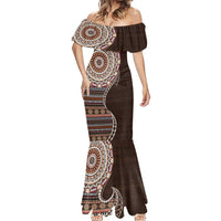 Fijian Masi Tribal Tattoos Art Pattern Mermaid Dress Brown Color Half Style - Polynesian Pride