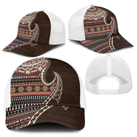 Fijian Masi Tribal Tattoos Art Pattern Mesh Trucker Cap Brown Color Half Style LT03 - Polynesian Pride