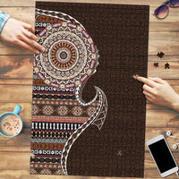 Fijian Masi Tribal Tattoos Art Pattern Puzzle Brown Color Half Style - Polynesian Pride