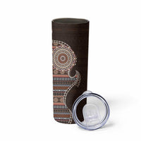 Fijian Masi Tribal Tattoos Art Pattern Skinny Tumbler Brown Color Half Style - Polynesian Pride